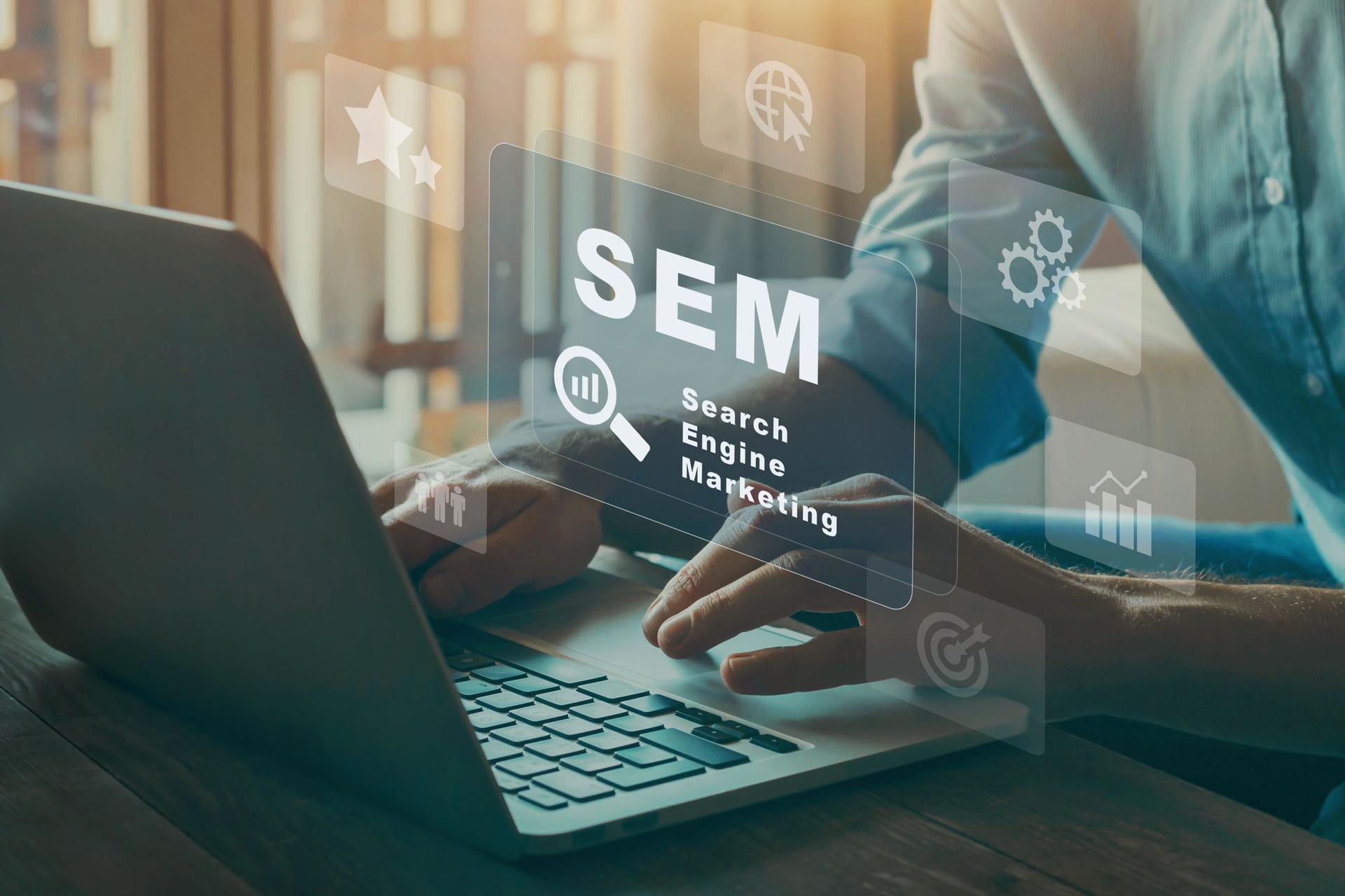 SEM Search Engine Optimization Marketing Ranking concept