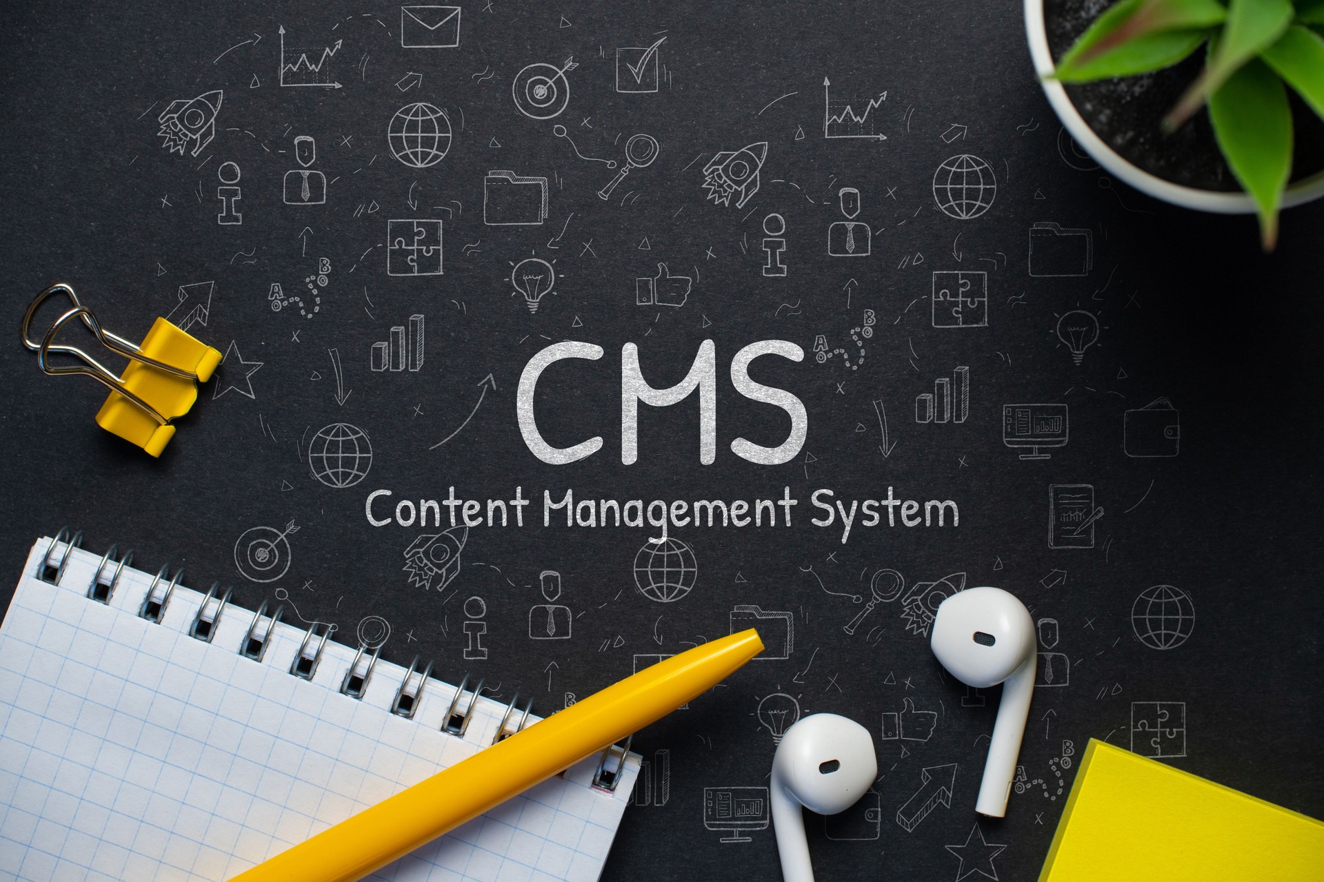 Concept business marketing acronym CMS or Content Management System