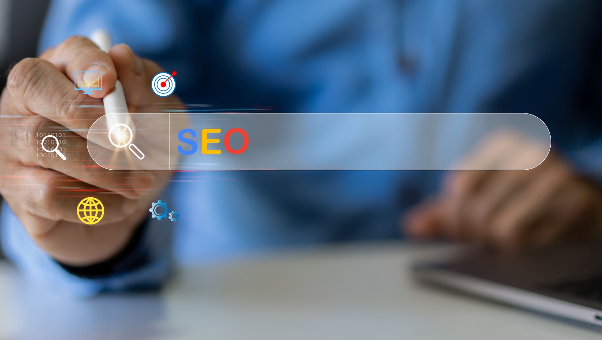Human with Search engine optimization SEO networking concept, Searching browsing Internet data Information, Marketing, website, analysis, traffic ranking, optimization website